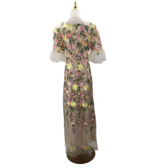 AW BRIDAL 10 L Cream Carole Floral Wedding Guest Formal Party Maxi Dress NEW b24 - Picture 3 of 8